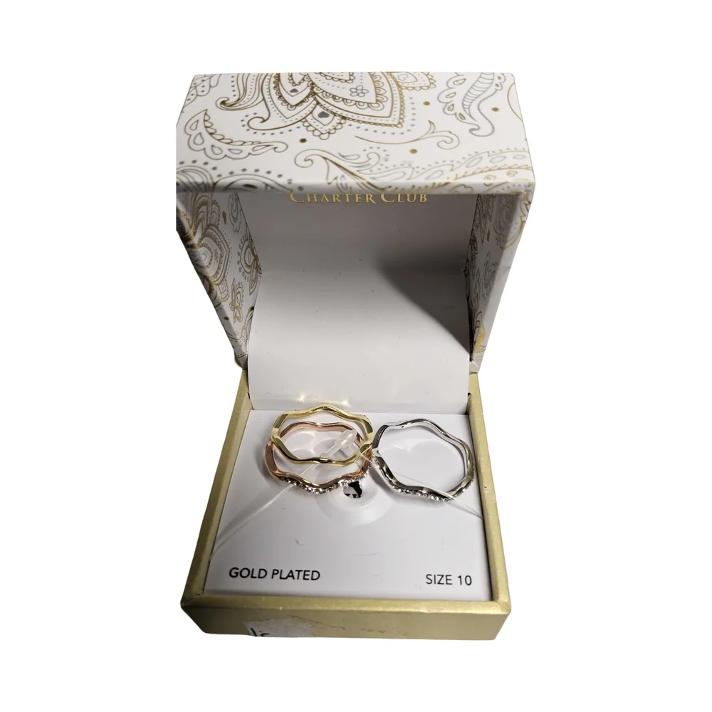 New Charter Club Tri Tone Silver, gold plated trio Ring Size 10